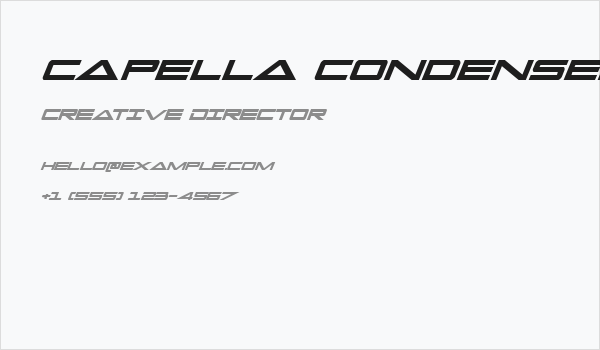 Capella Condensed Bold Italic Business Card