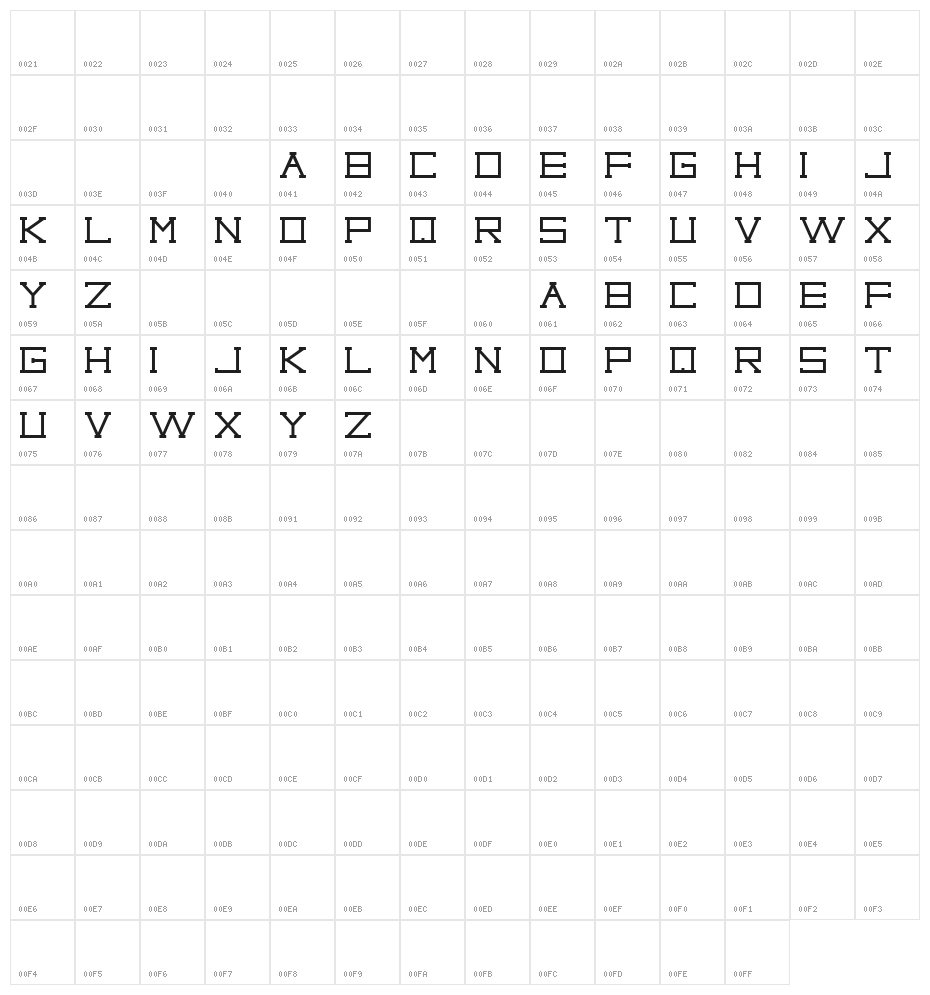 Capital regular Character Map