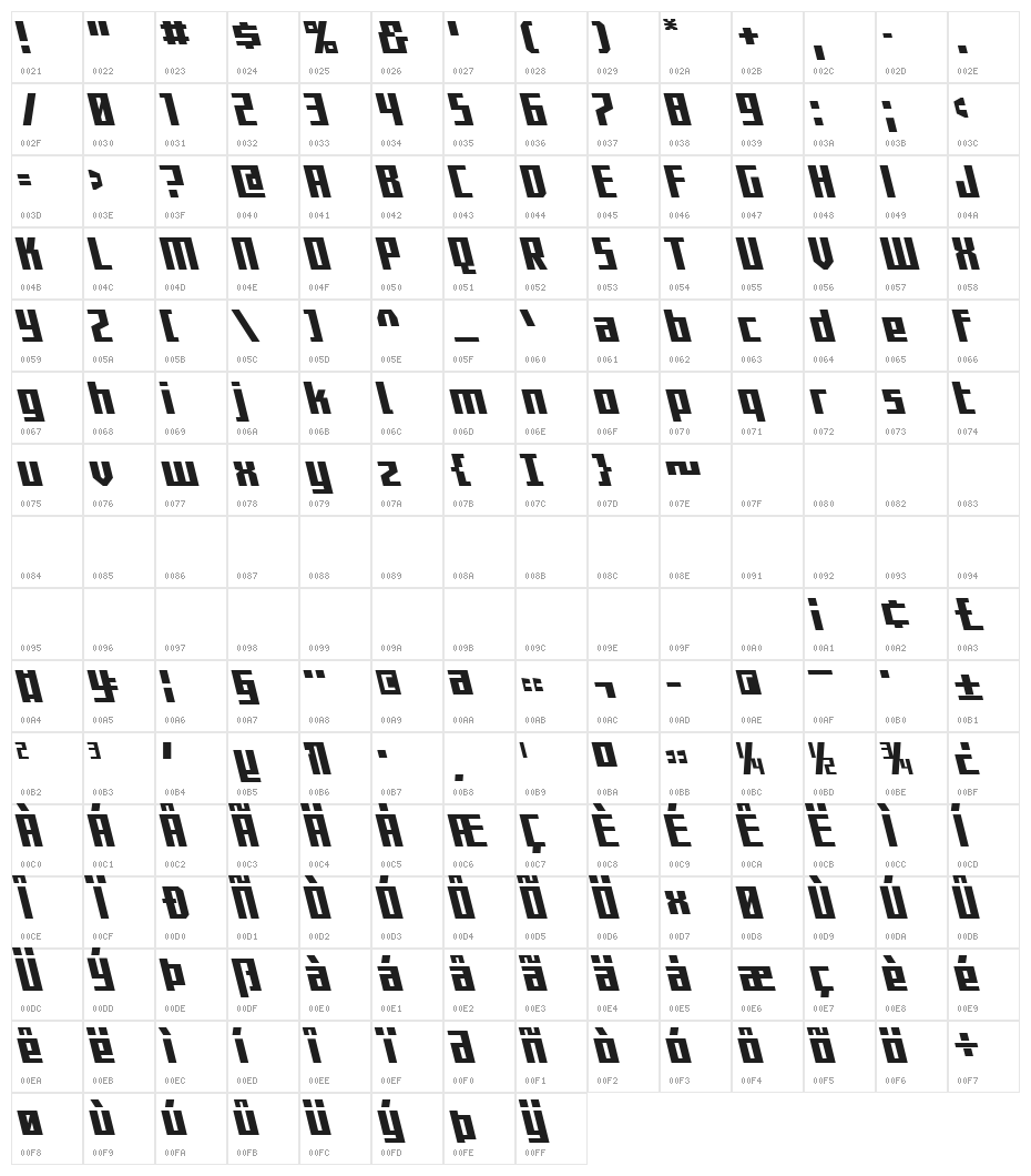 Capitol City Leftalic Character Map