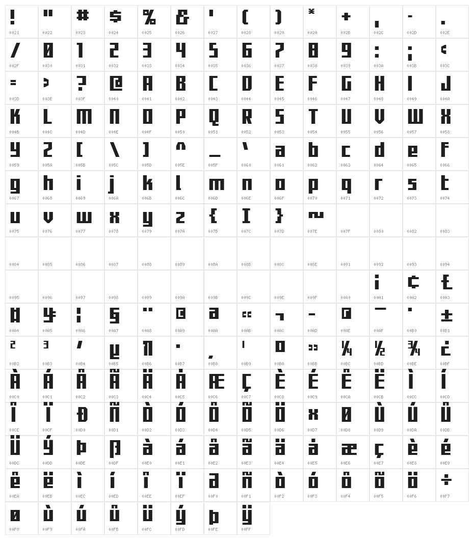 Capitol City Straight Character Map