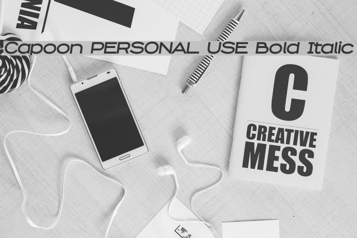 Capoon PERSONAL USE Bold Italic Font examples