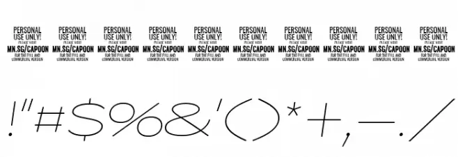 Capoon PERSONAL USE Thin Italic Font OTHER CHARS