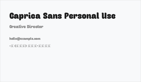Caprica Sans Personal Use Business Card