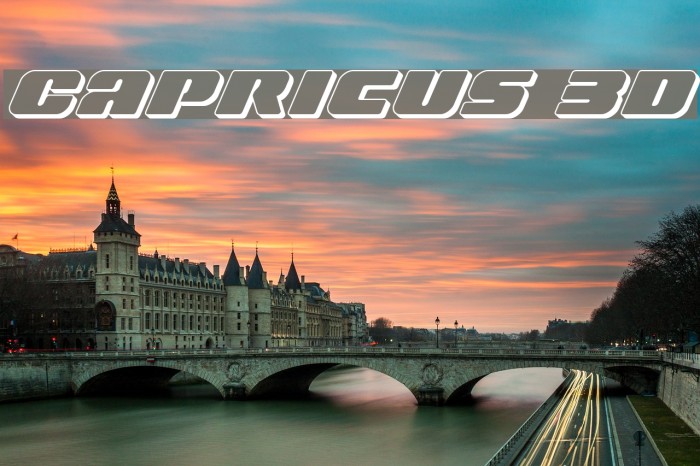 Capricus 3D Font examples