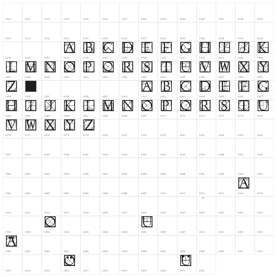 CapsRandomishBricks Character Map