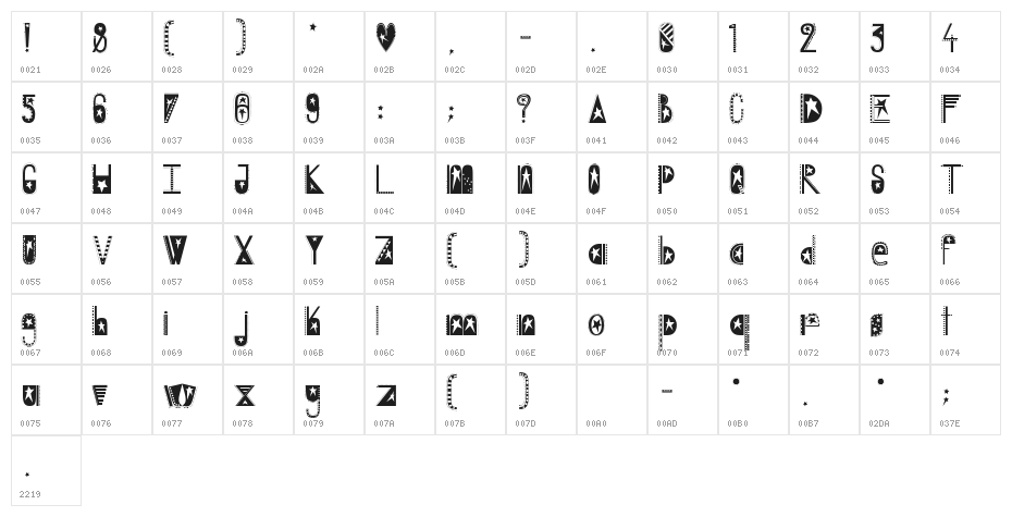 Captain A Bold Character Map