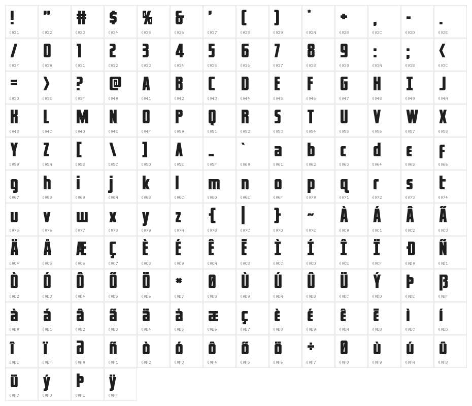 Captain Canaveral Expanded Character Map