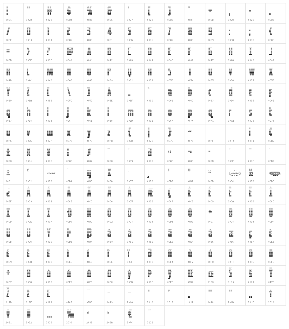 Captain Canaveral Gradient Character Map