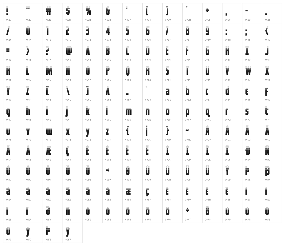Captain Canaveral Halftone Character Map