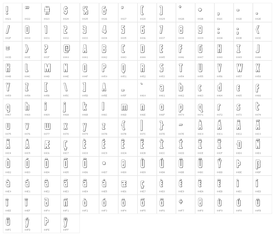Captain Canaveral Outline Character Map