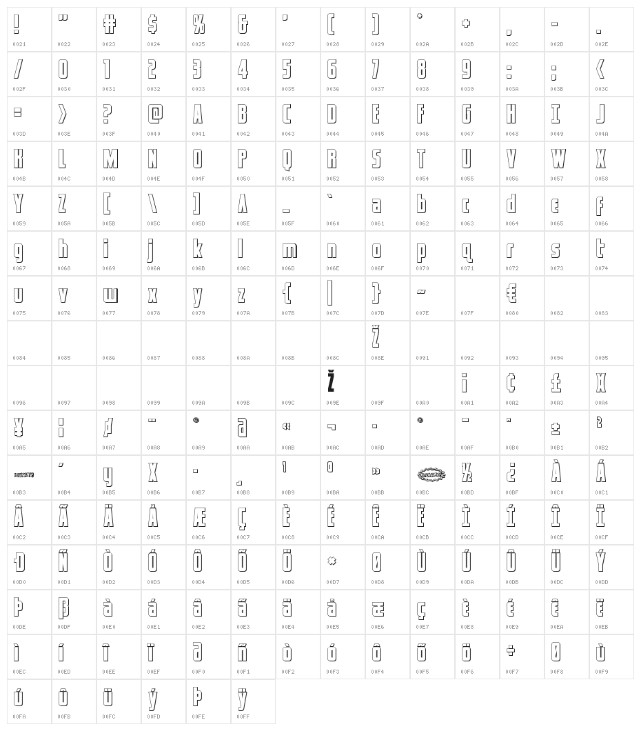 Captain Canaveral Outline Character Map