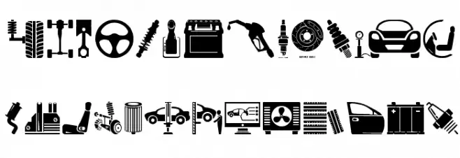 Car Parts خط أحرف كبيرة