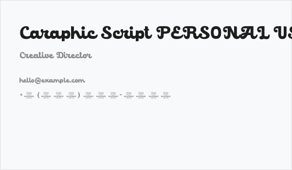 Caraphic Script PERSONAL USE Regular Business Card