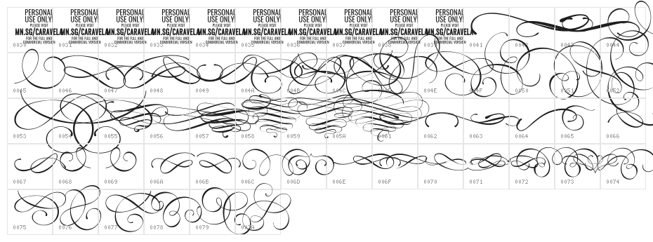 Caravela Swash PERSONAL USE Character Map