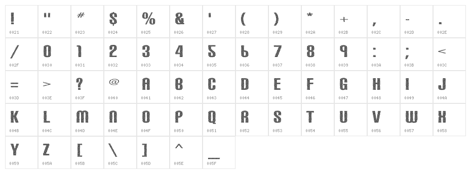 Carbon Phyber Character Map