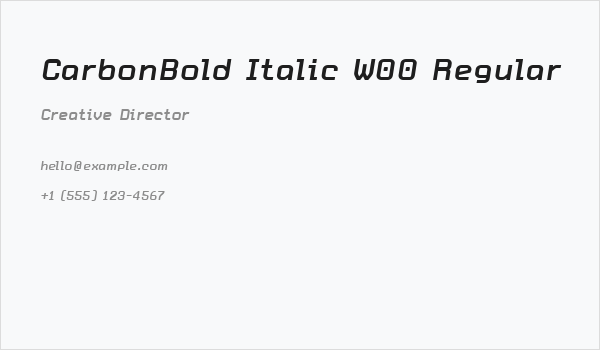 CarbonBold Italic W00 Regular Business Card
