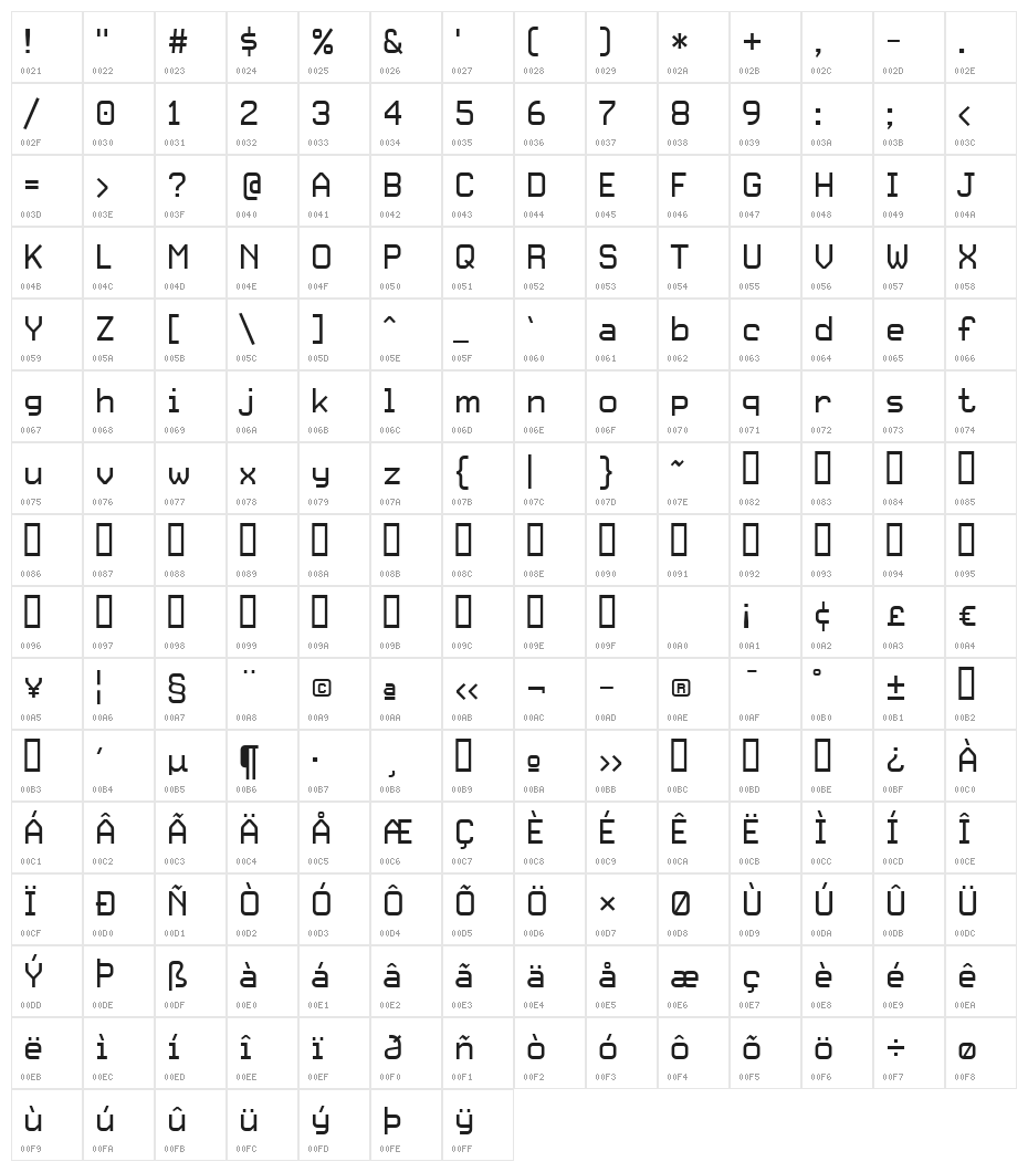 CarbonRegular W00 Regular Character Map