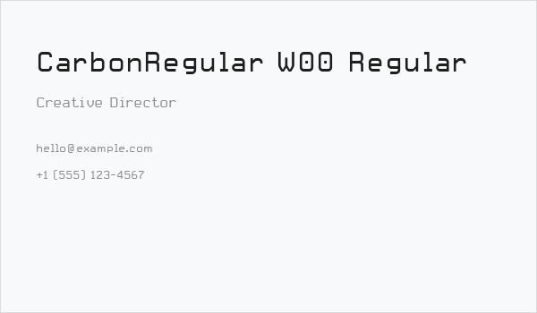 CarbonRegular W00 Regular Business Card