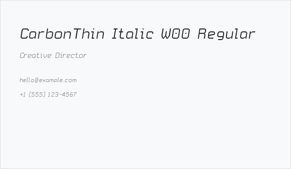 CarbonThin Italic W00 Regular Business Card