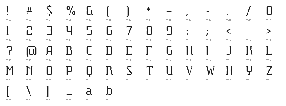 Carbona Character Map