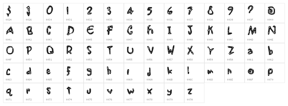 Carbonated Font Character Map