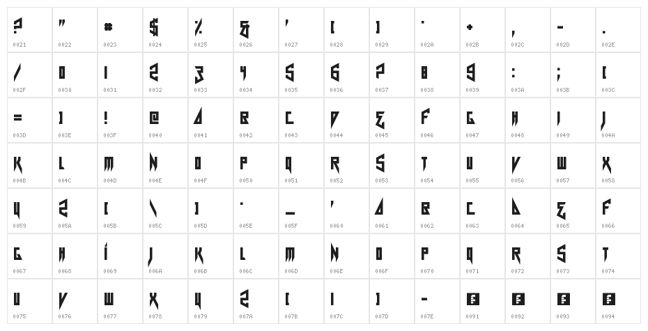 Card Shark Regular Character Map