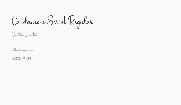 Cardamom Script Regular Business Card