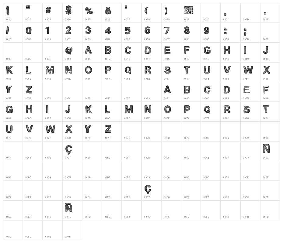 Cardinale 370 Character Map