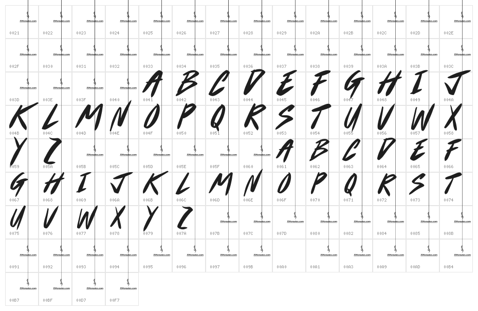 Cardstock Character Map