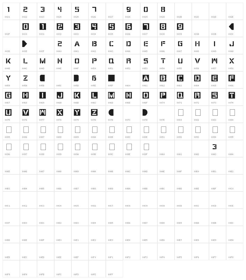 Cargo Bay Character Map