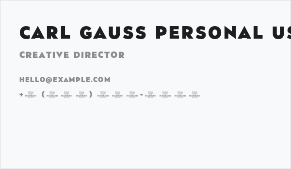 Carl Gauss PERSONAL USE ONLY Regular Business Card