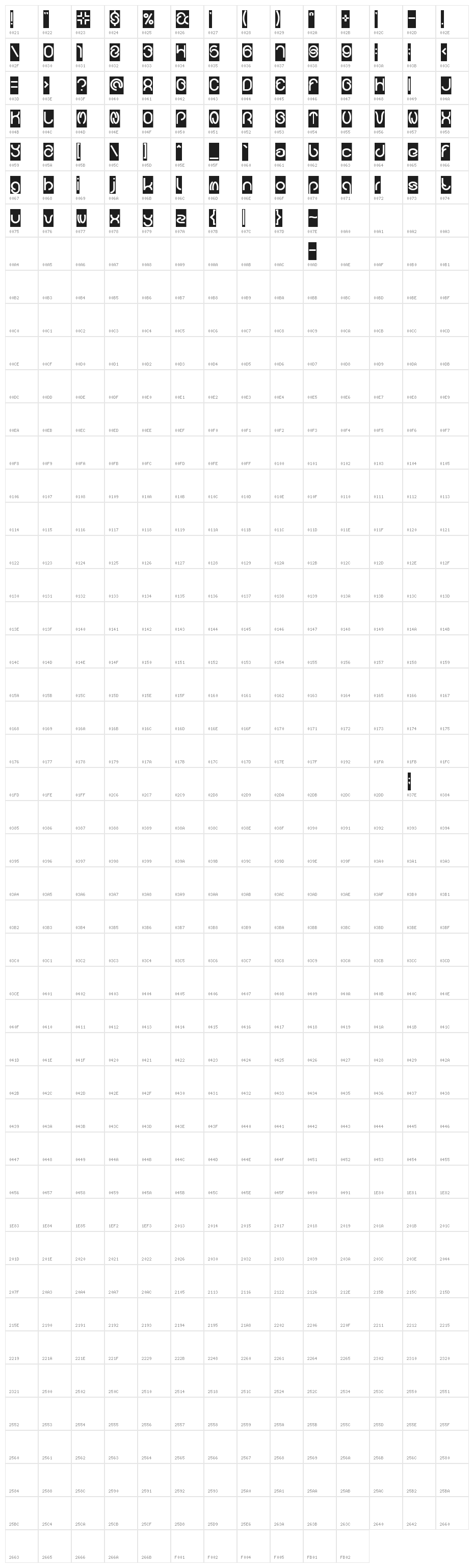 Carlos-Inverse Character Map