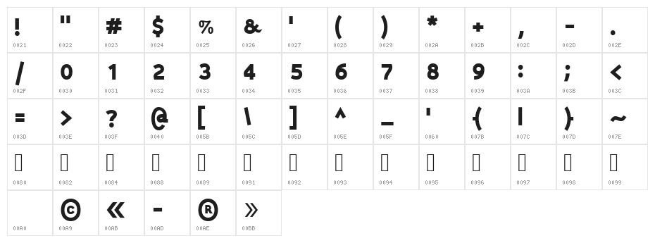 Carmelit Bold Bold Character Map