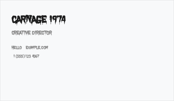 Carnage 1974 Business Card