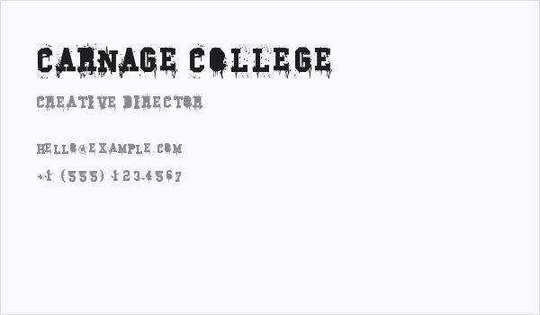 Carnage College Business Card