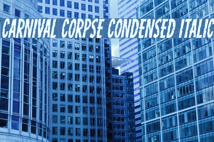 Carnival Corpse Condensed Italic Font examples
