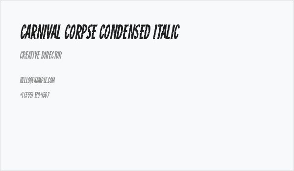 Carnival Corpse Condensed Italic Business Card