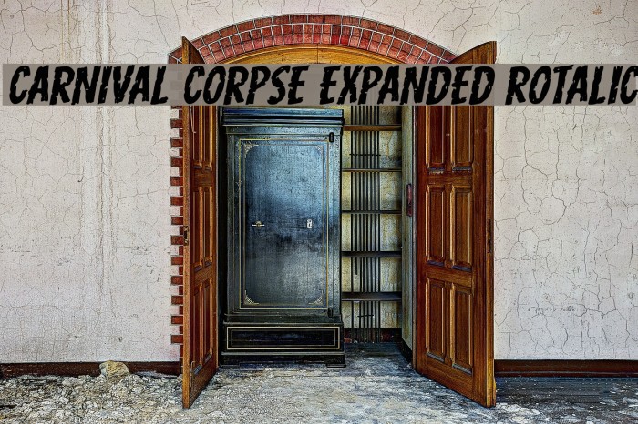 Carnival Corpse Expanded Rotalic Font examples