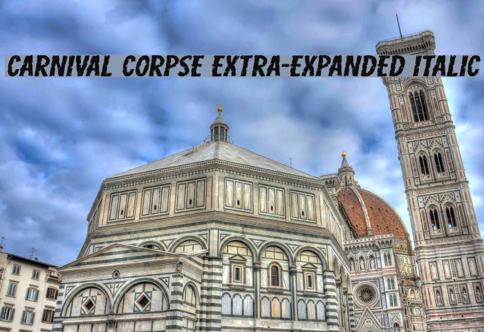 Carnival Corpse Extra-Expanded Italic Font examples