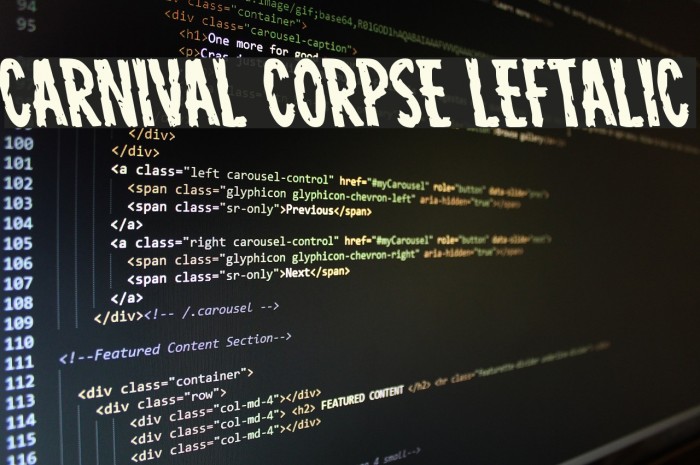 Carnival Corpse Leftalic Font examples