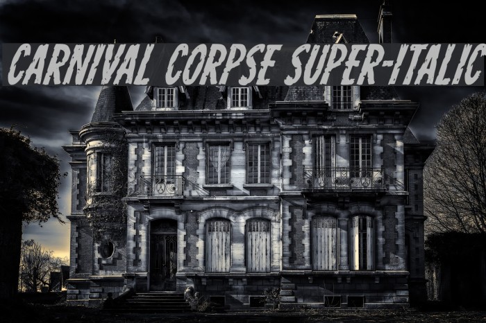 Carnival Corpse Super-Italic Font examples