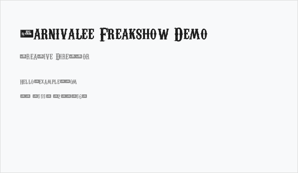 Carnivalee Freakshow Demo Business Card