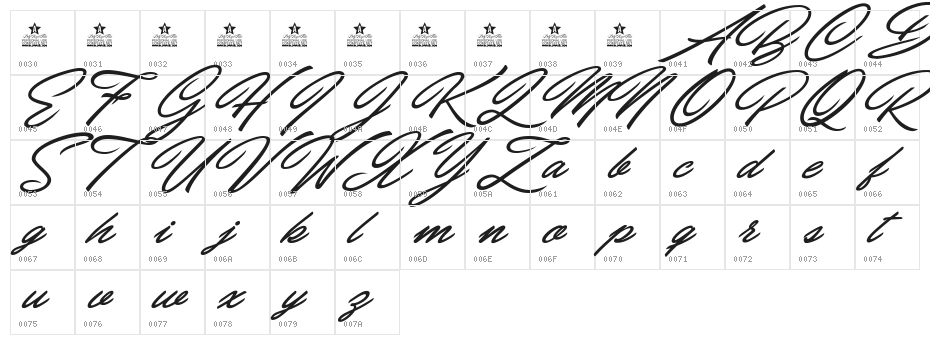 Carolina Hills Personal Use Character Map