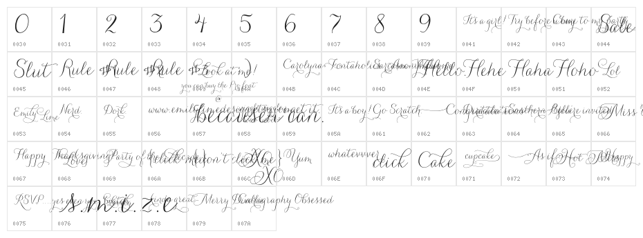 CarolynaWords Character Map