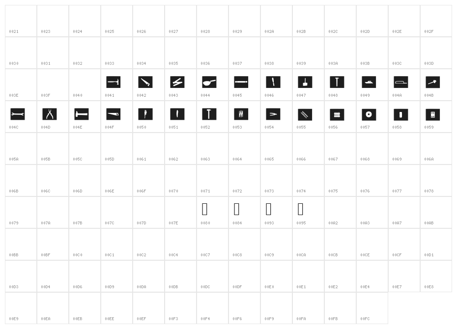 Carpenter Tools Character Map
