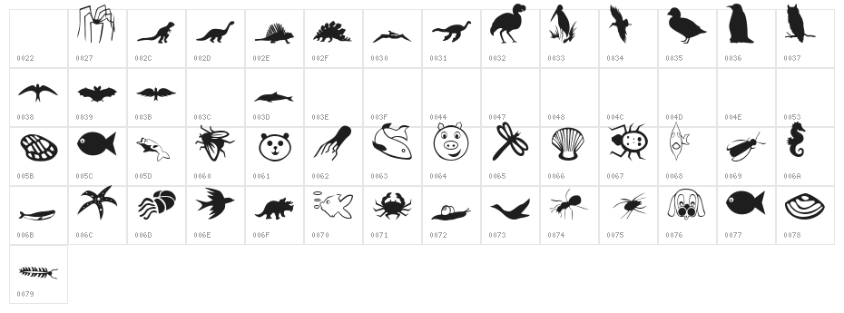 Carr Animal Dingbats Character Map