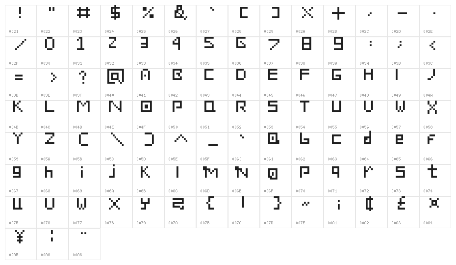 Carrera font Regular Character Map