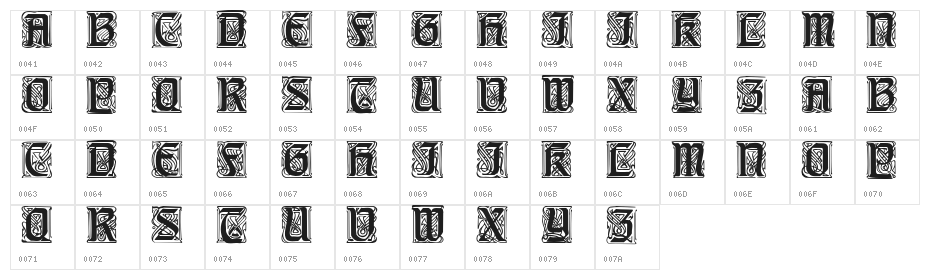 Carrick Caps Character Map