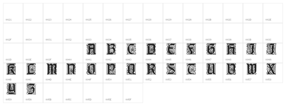 Carrick Regular Character Map