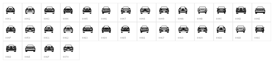 Cars Regular Character Map